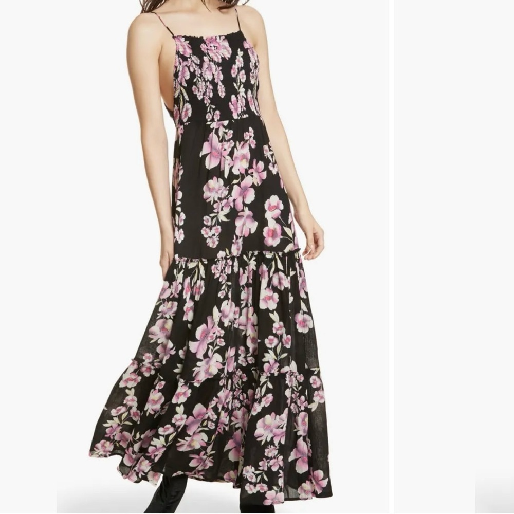 Free People Intimately Garden Party‎ Smocked Floral Tiered Maxi Dress Boho